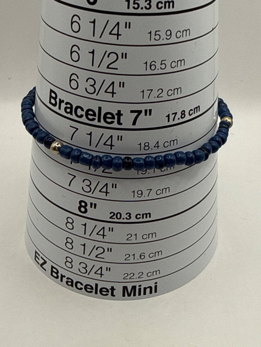 Dainty Deep Blue Lapis Seed Bead Bracelet Gold Accent Minimalist Boho Stackable - Picture 2 of 3